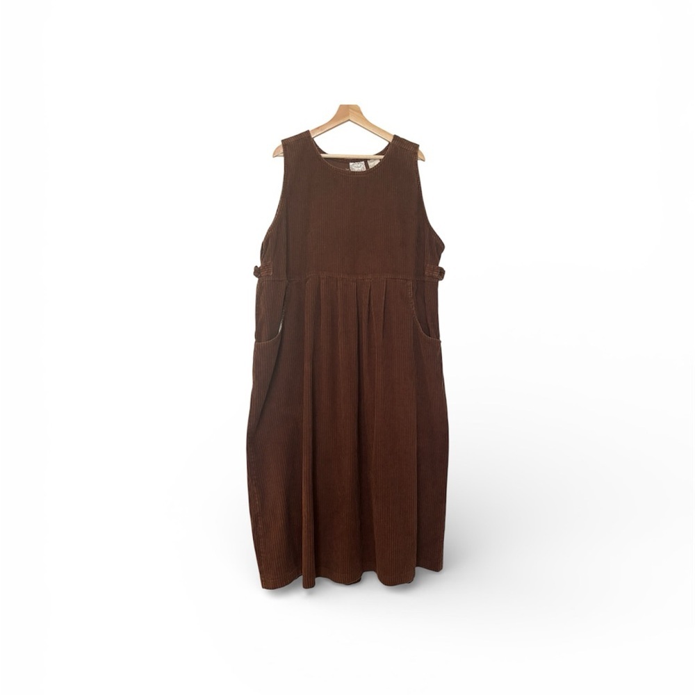 Vintage Erika Brown Corduroy Jumper Dress Pinafore Plus Size 2X - Picture 2 of 11